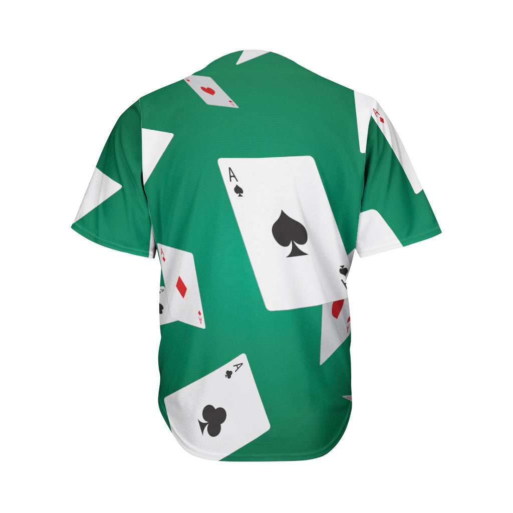 Falling Poker Cards Print Men's Baseball Jersey