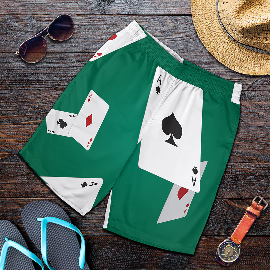 Falling Poker Cards Print Men's Shorts