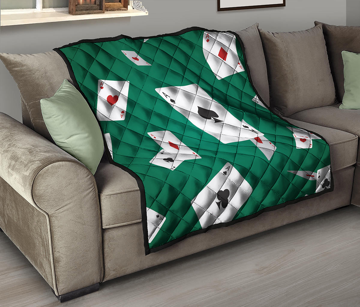 Falling Poker Cards Print Quilt