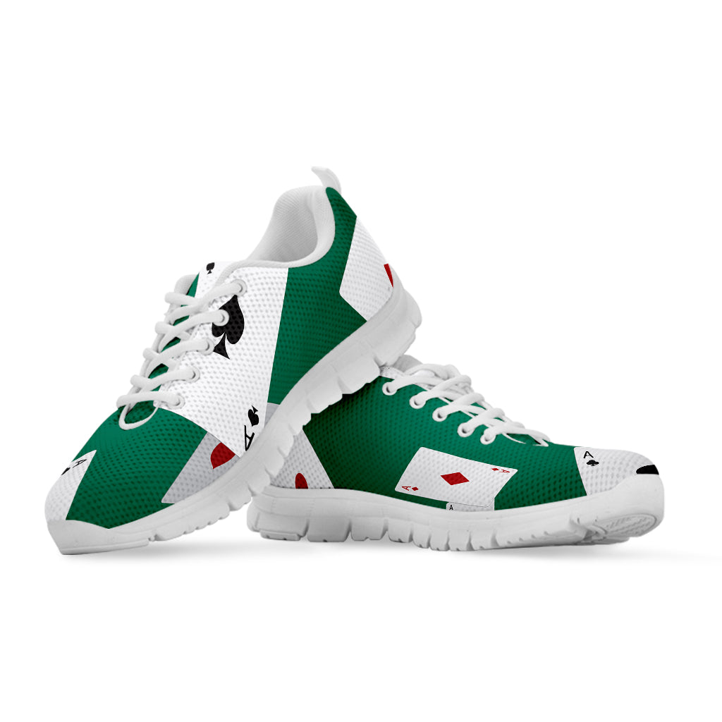 Falling Poker Cards Print White Sneakers