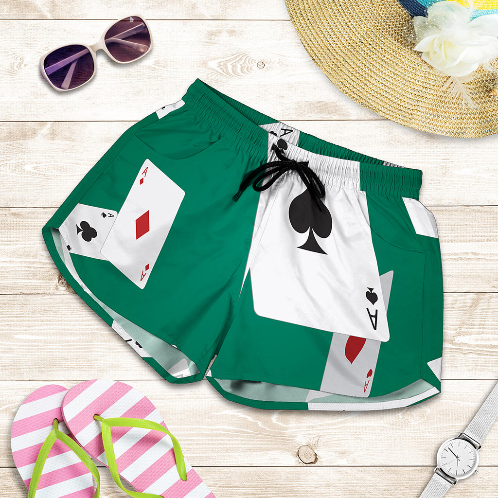 Falling Poker Cards Print Women's Shorts