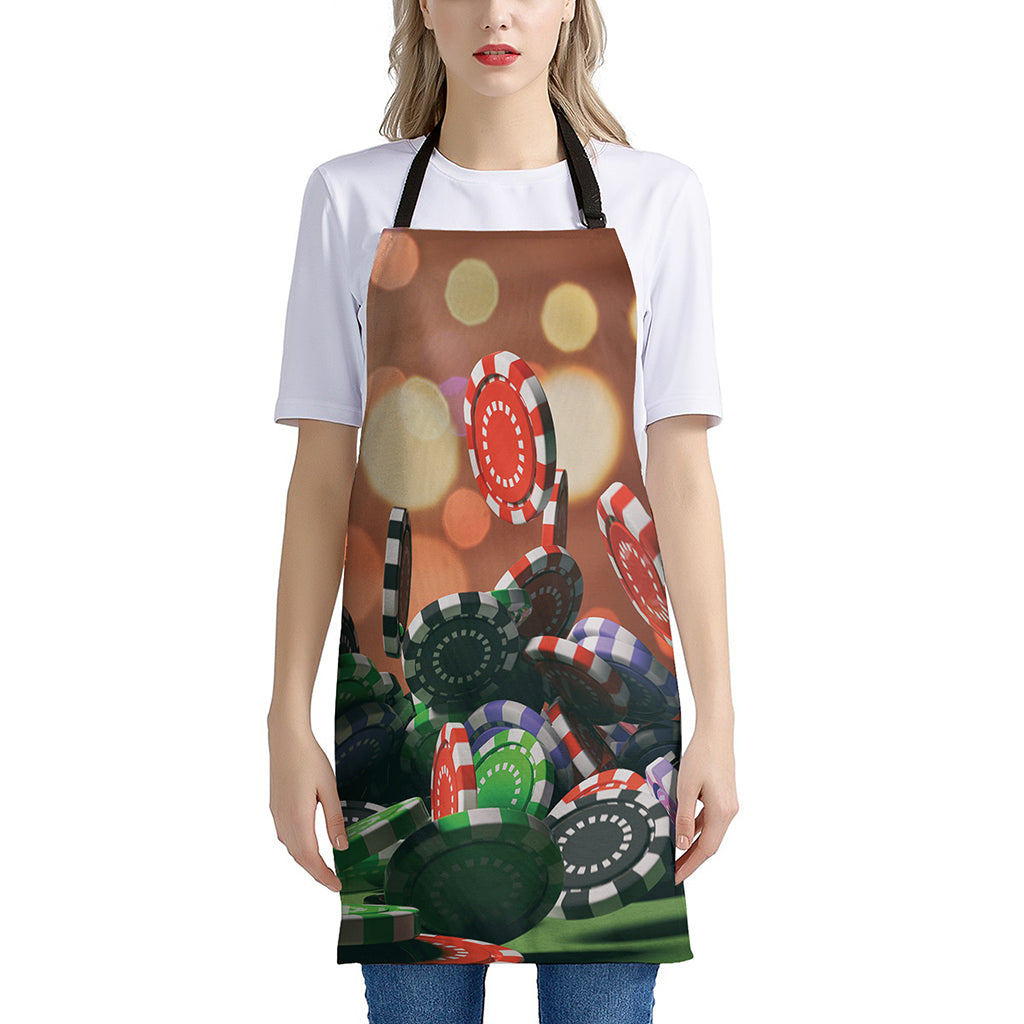 Falling Poker Chips Print Apron