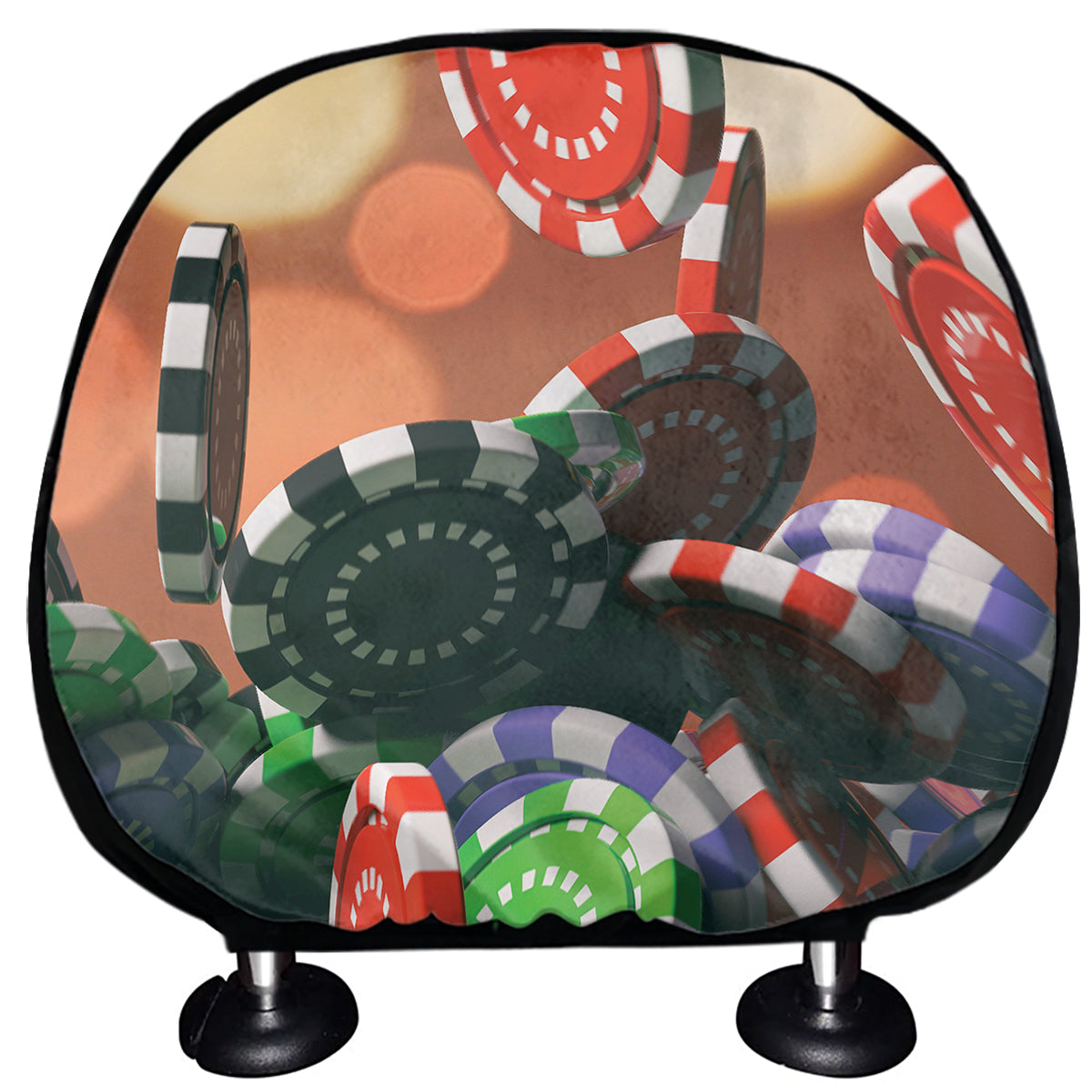 Falling Poker Chips Print Car Headrest Covers