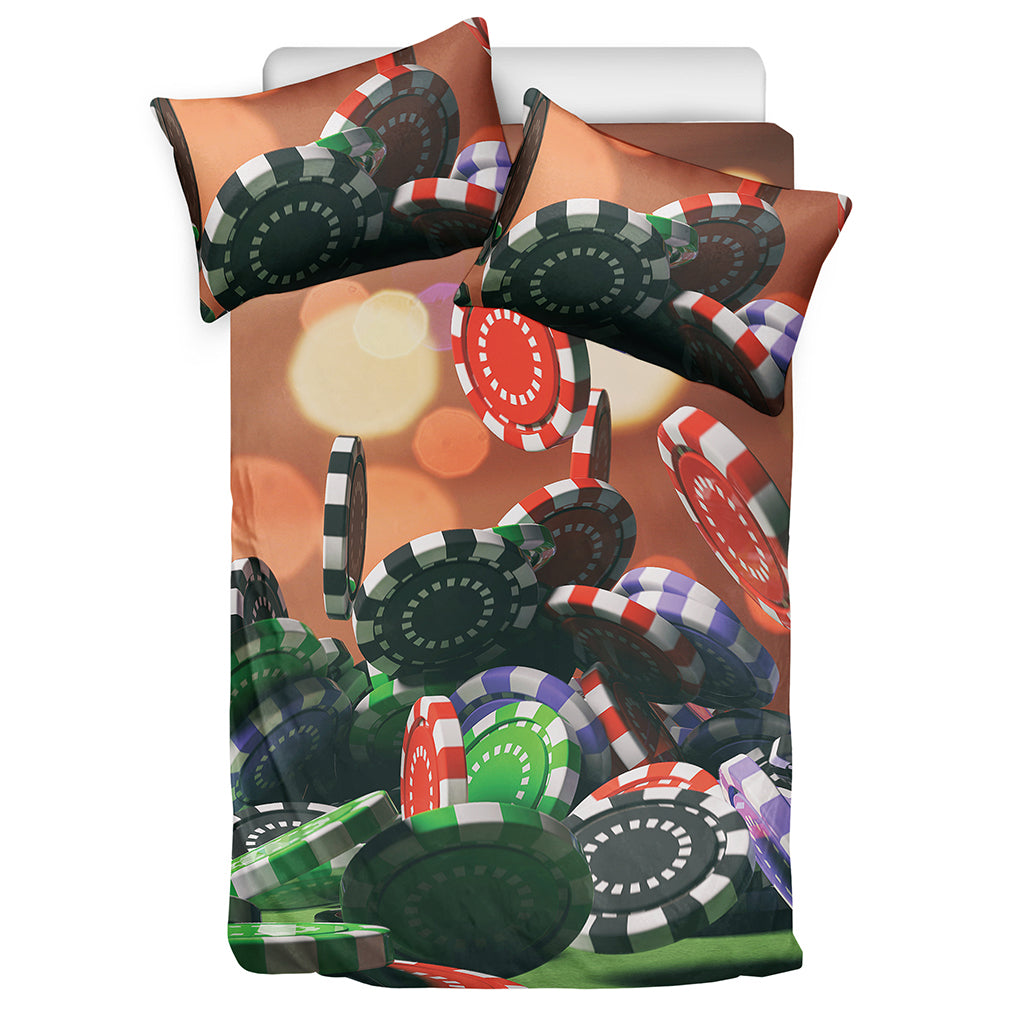 Falling Poker Chips Print Duvet Cover Bedding Set