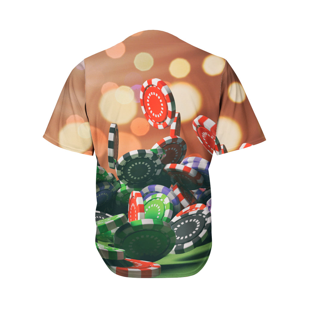 Falling Poker Chips Print Men's Baseball Jersey