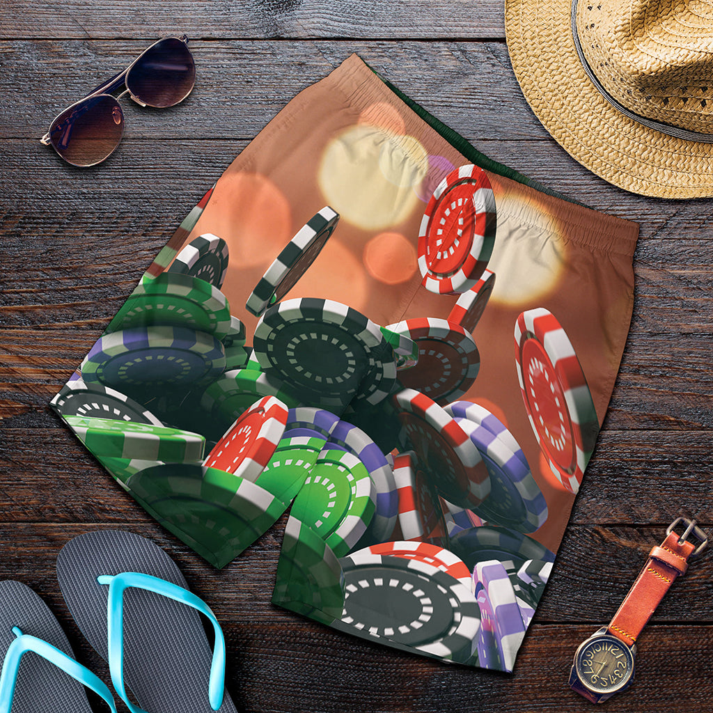 Falling Poker Chips Print Men's Shorts