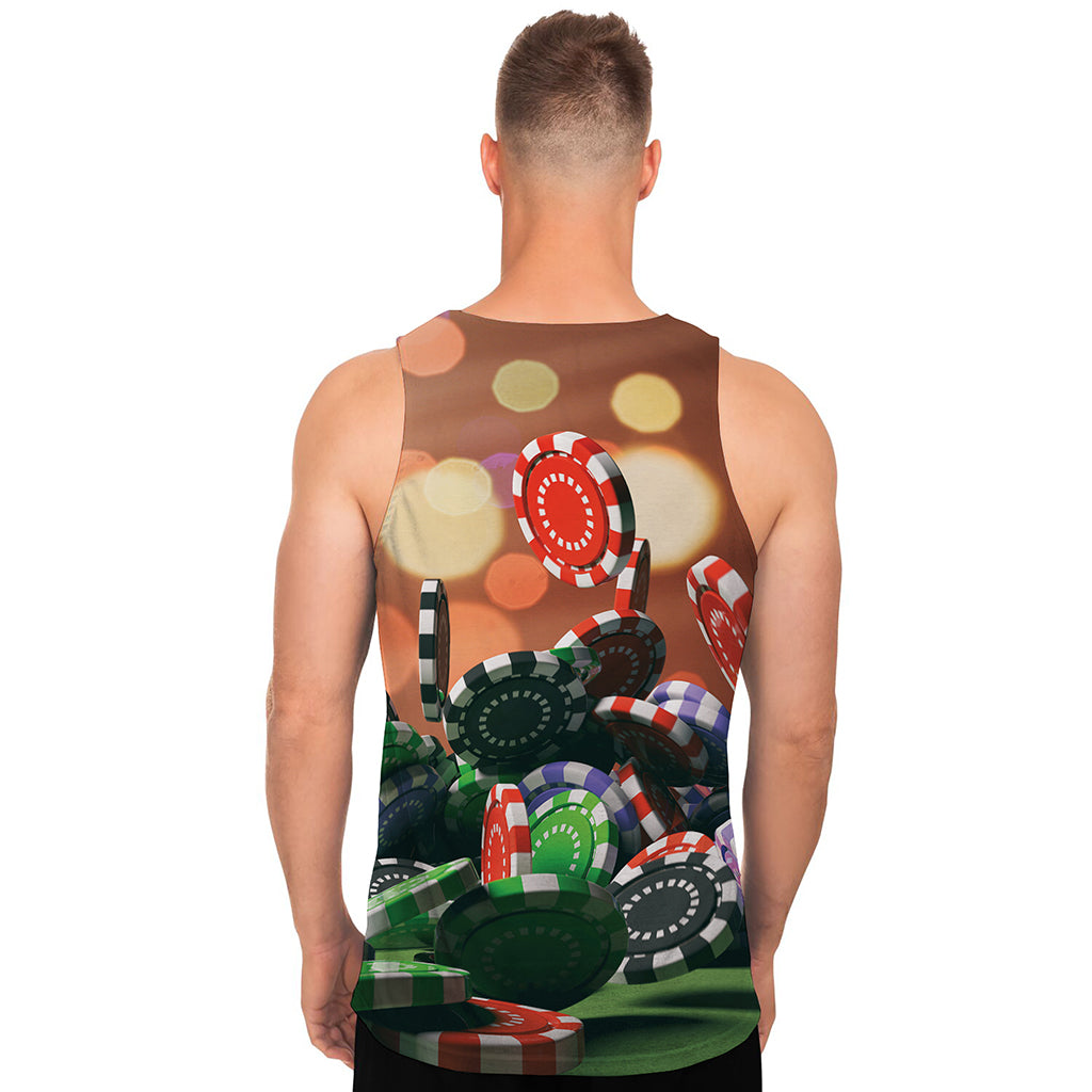 Falling Poker Chips Print Men's Tank Top