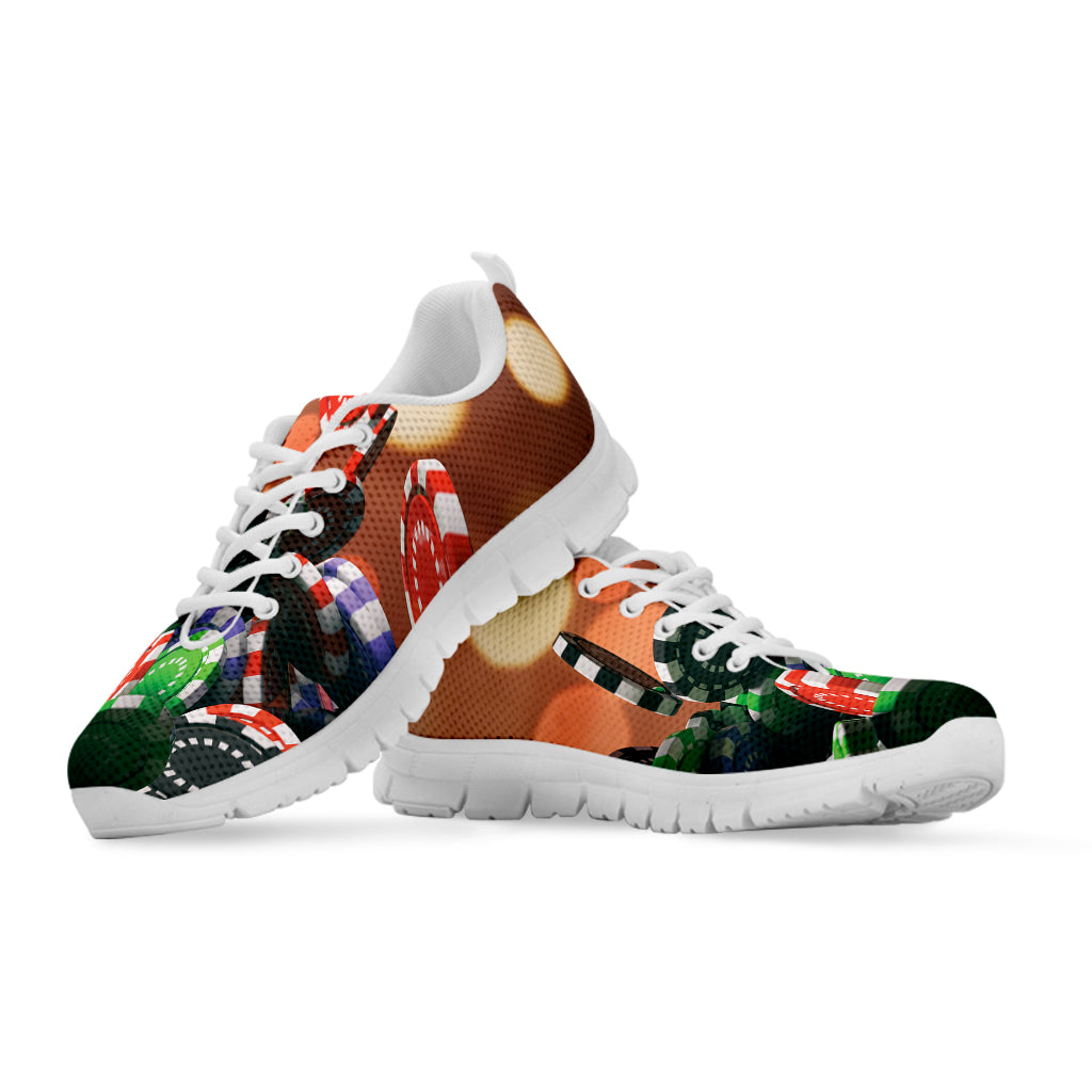 Falling Poker Chips Print White Sneakers