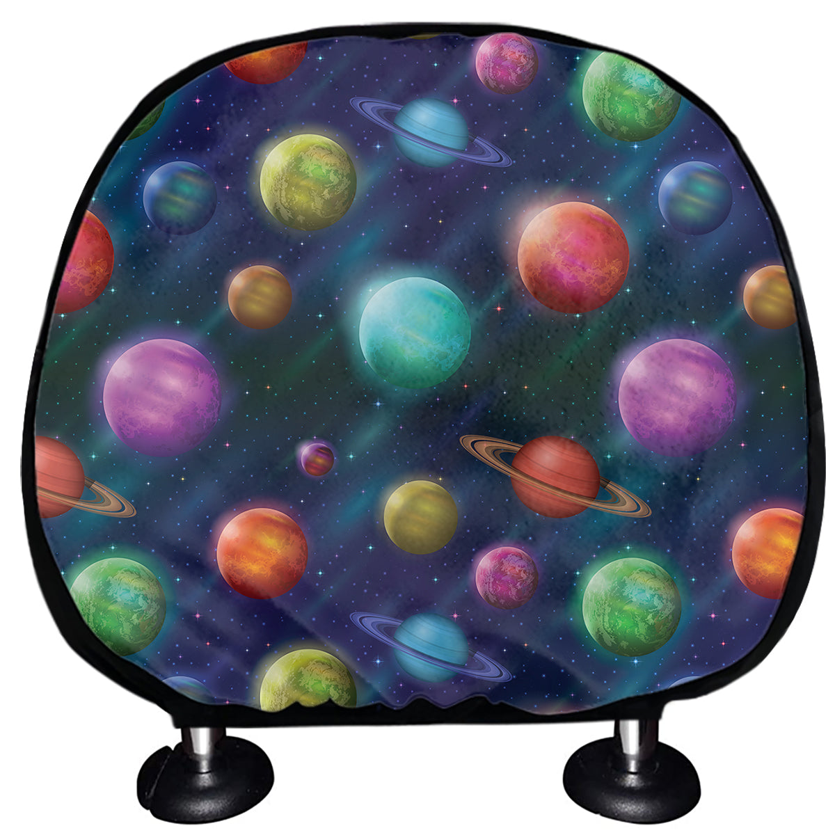Fantastic Planets Pattern Print Car Headrest Covers
