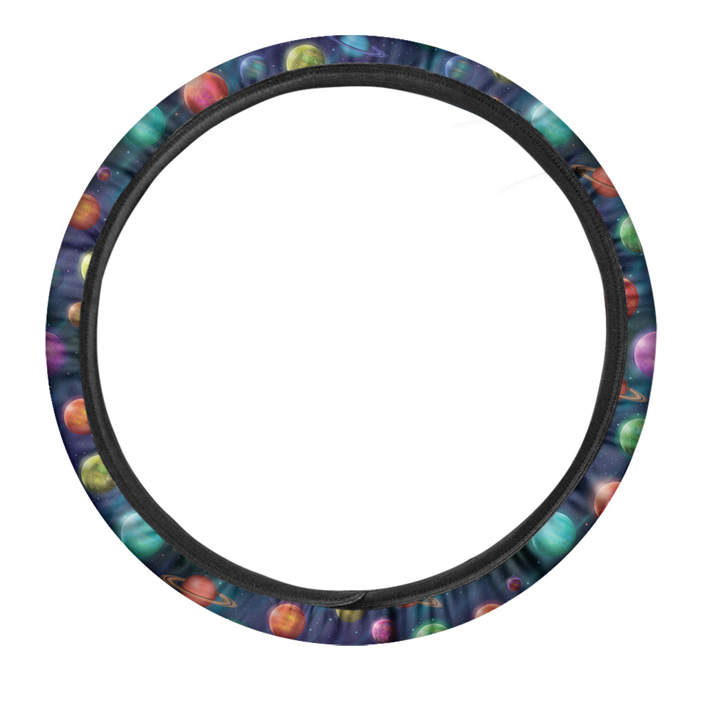 Fantastic Planets Pattern Print Car Steering Wheel Cover