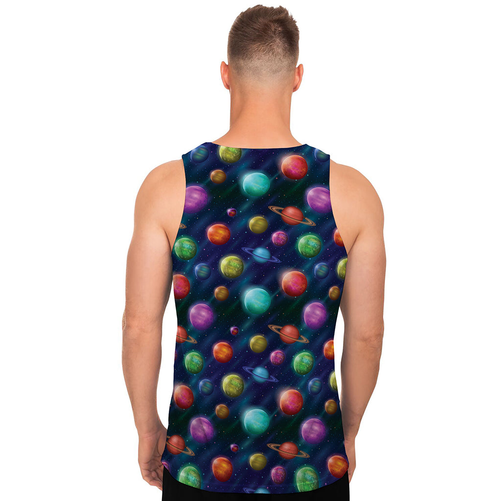 Fantastic Planets Pattern Print Men's Tank Top