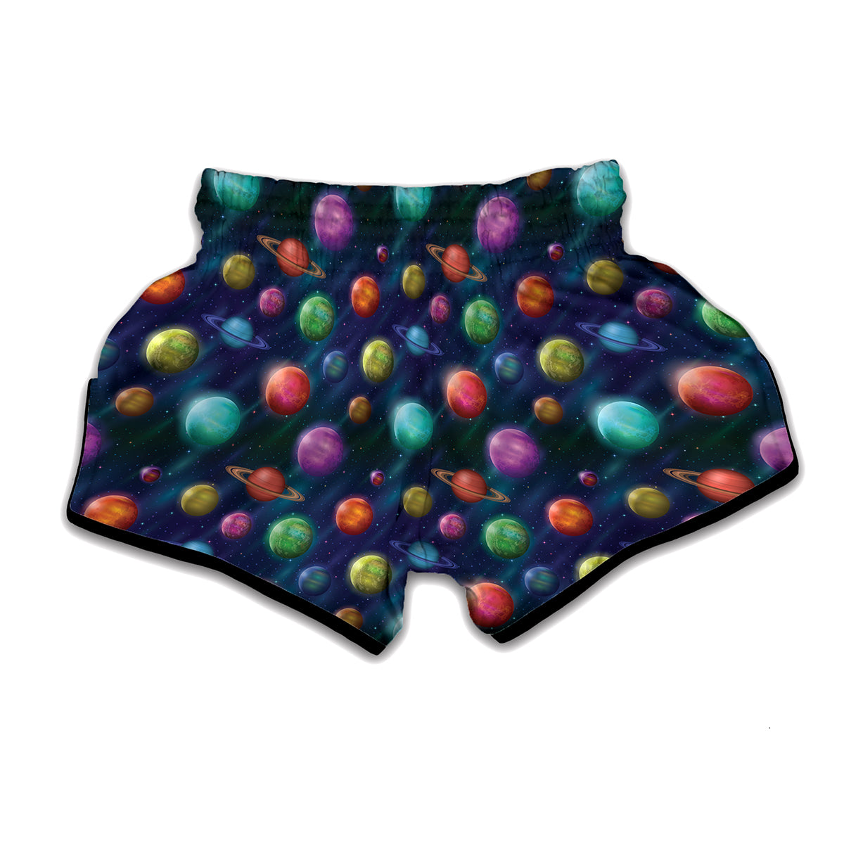 Fantastic Planets Pattern Print Muay Thai Boxing Shorts