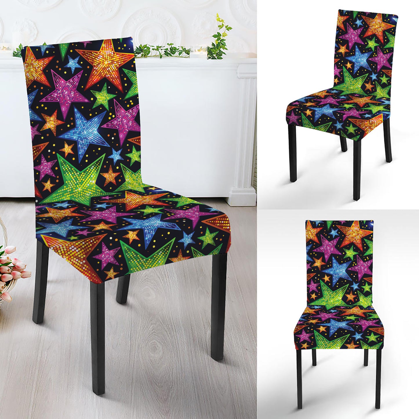 Fantastic Star Pattern Print Dining Chair Slipcover