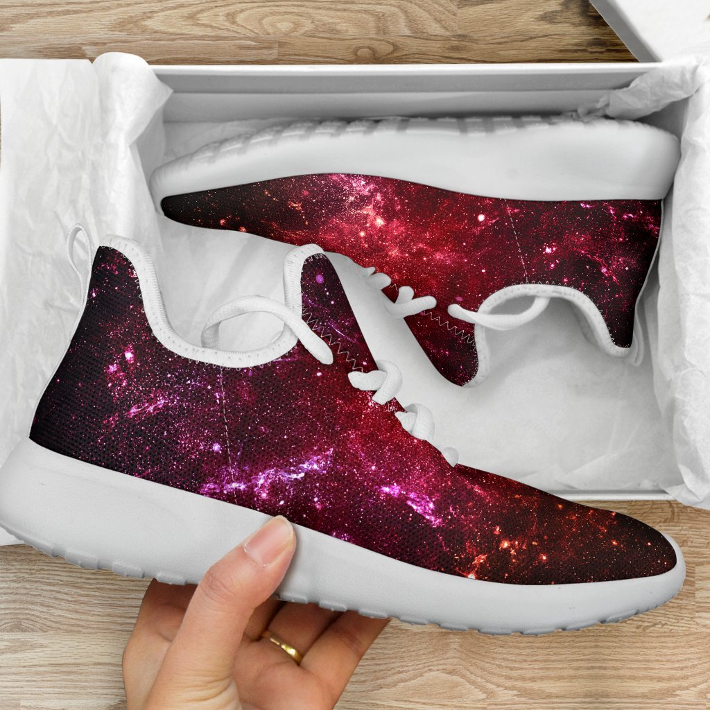 Fiery Nebula Universe Galaxy Space Print Mesh Knit Shoes GearFrost