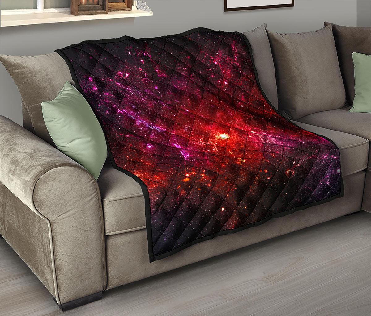 Fiery Nebula Universe Galaxy Space Print Quilt