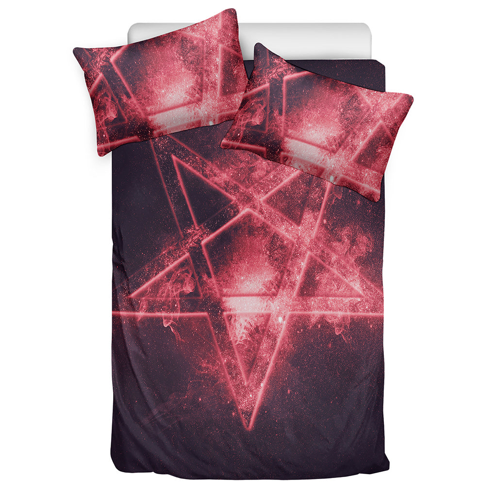 Fiery Reversed Pentagram Print Duvet Cover Bedding Set