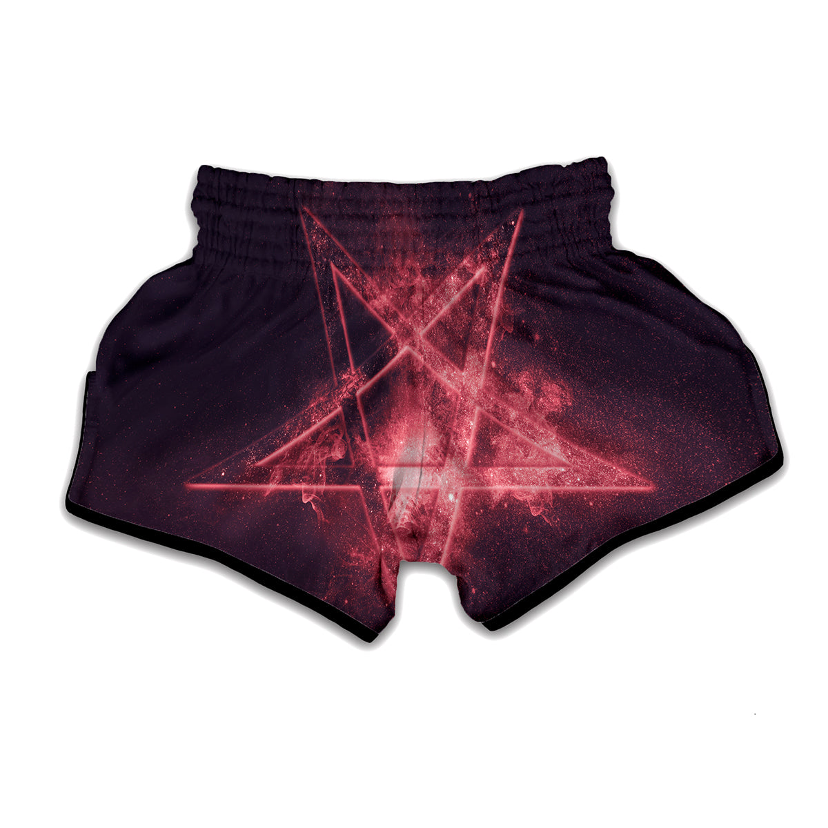 Fiery Reversed Pentagram Print Muay Thai Boxing Shorts