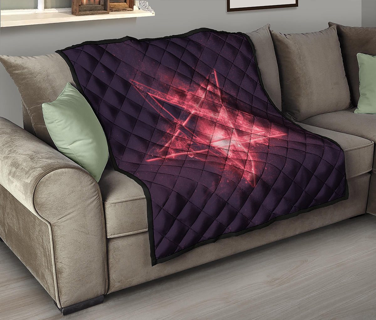 Fiery Reversed Pentagram Print Quilt