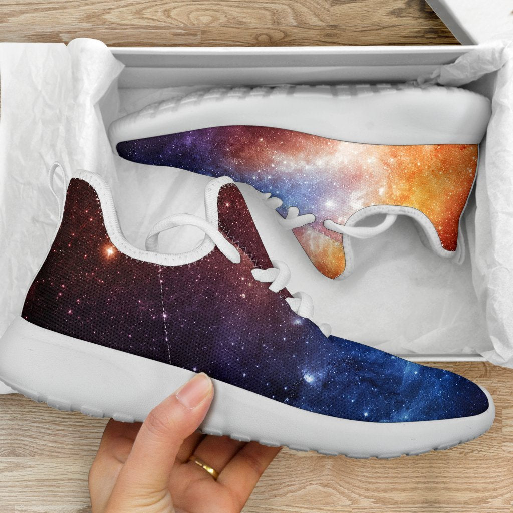 Fiery Universe Nebula Galaxy Space Print Mesh Knit Shoes GearFrost