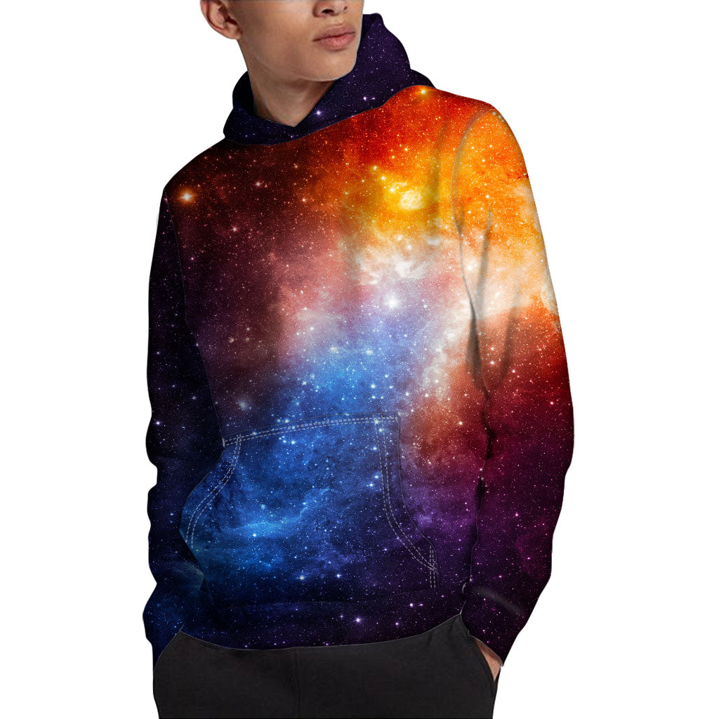 Fiery Universe Nebula Galaxy Space Print Pullover Hoodie