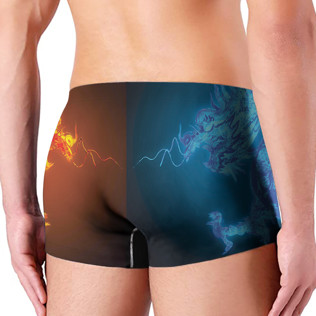 Fire And Ice Dragons Print Men's Boxer Briefs
