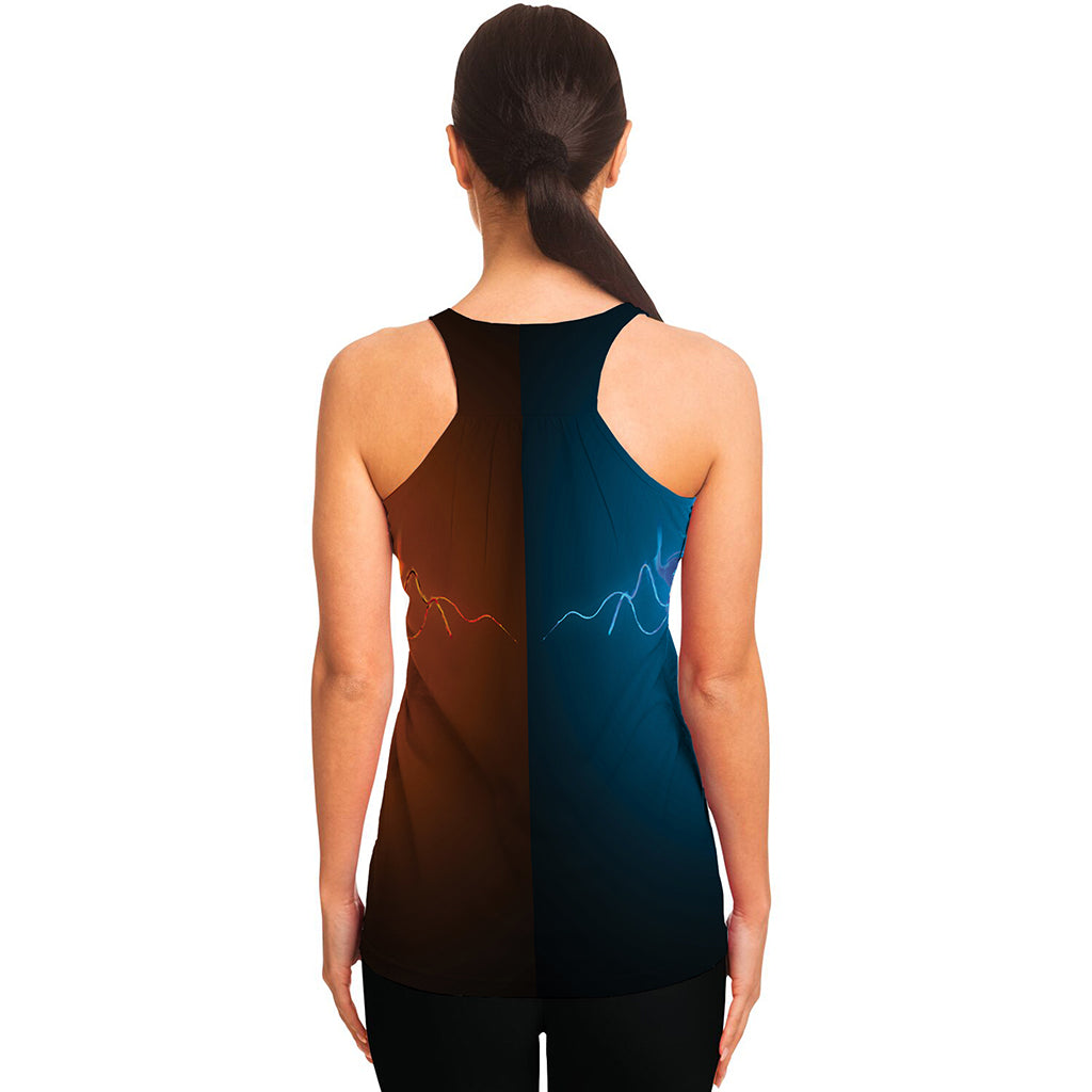 Fire And Ice Dragons Print Women's Racerback Tank Top