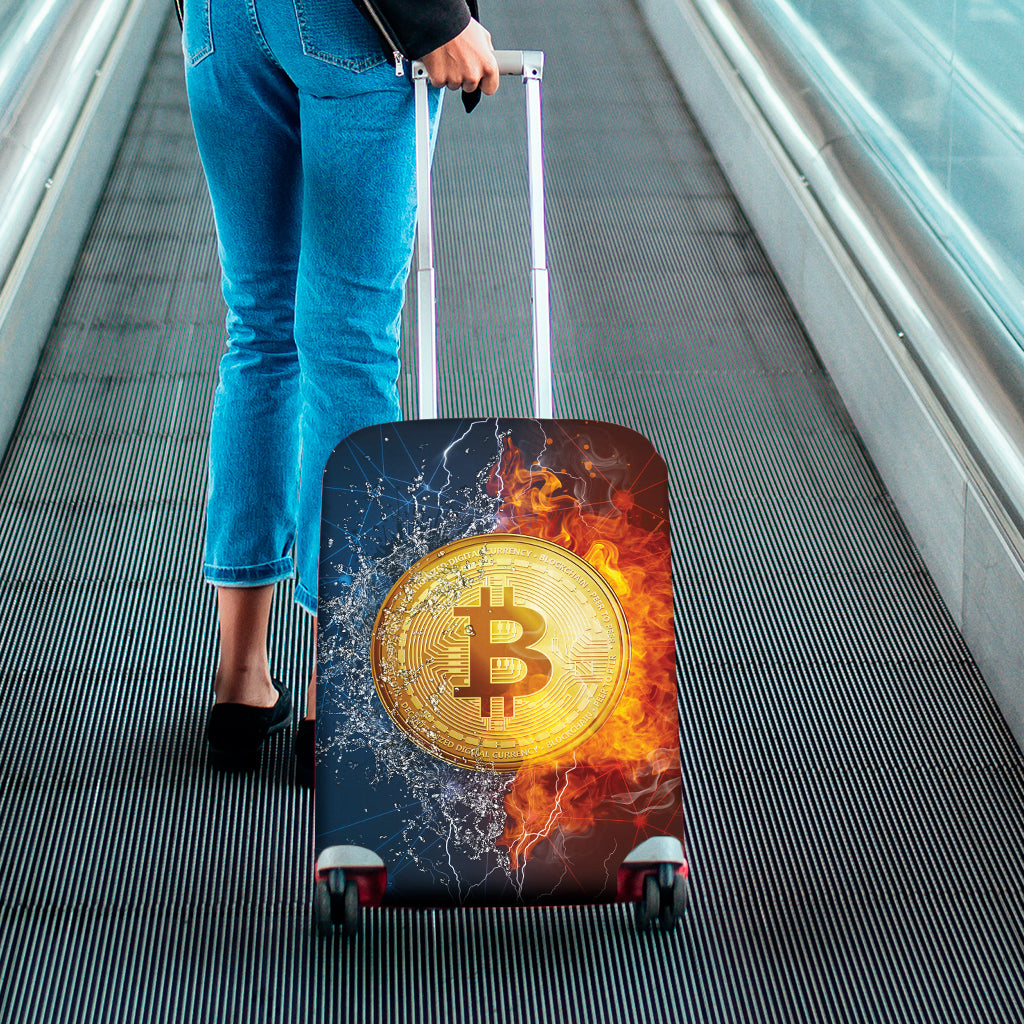 Fire And Water Bitcoin Print Luggage Cover