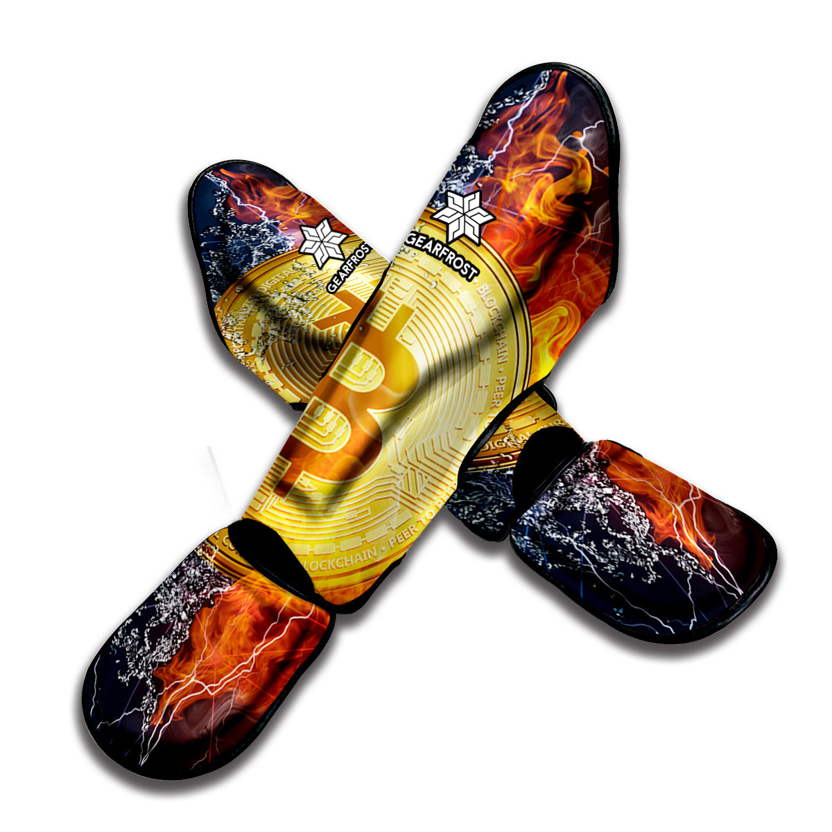 Fire And Water Bitcoin Print Muay Thai Shin Guard