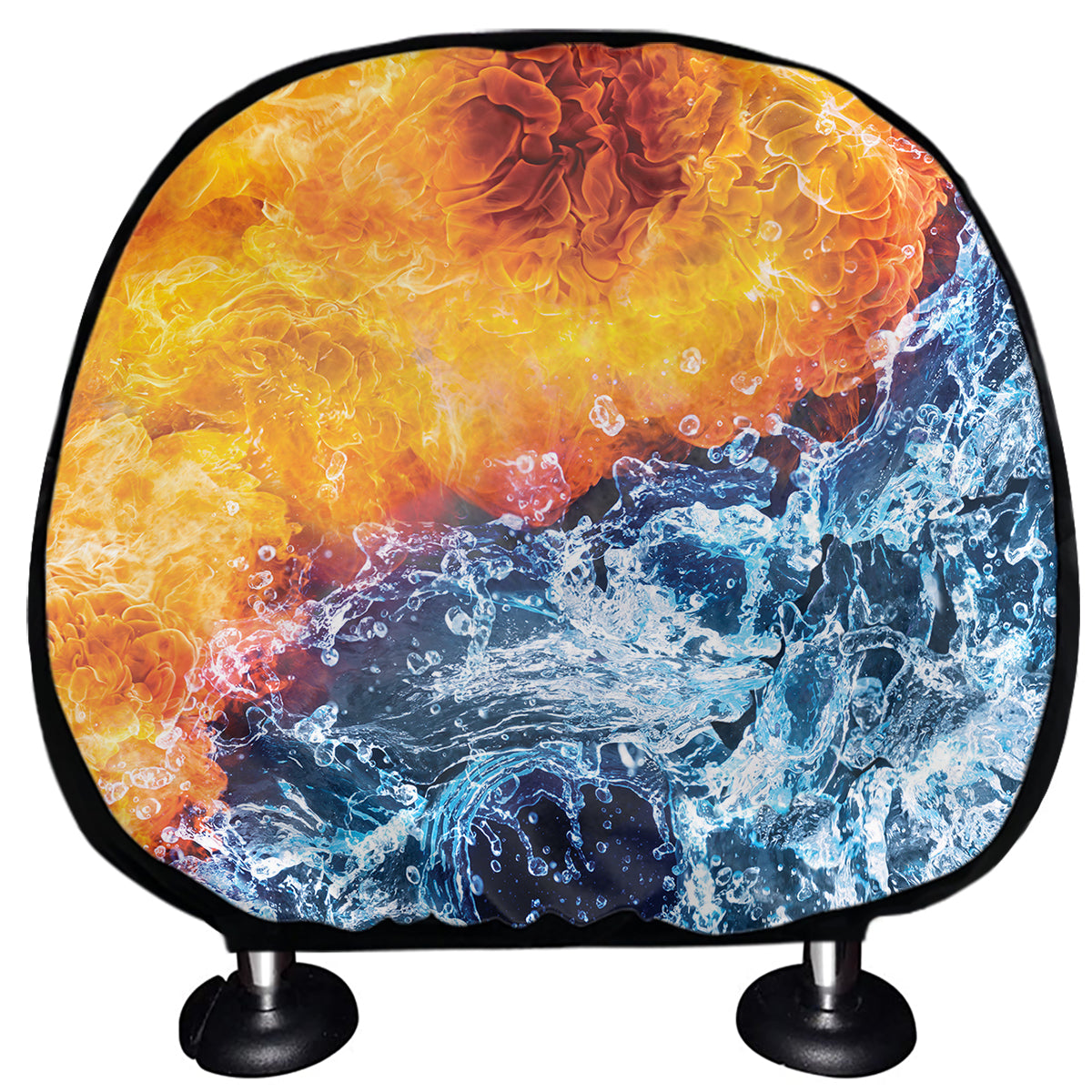 Fire And Water Yin Yang Print Car Headrest Covers