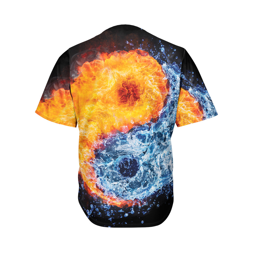 Fire And Water Yin Yang Print Men's Baseball Jersey