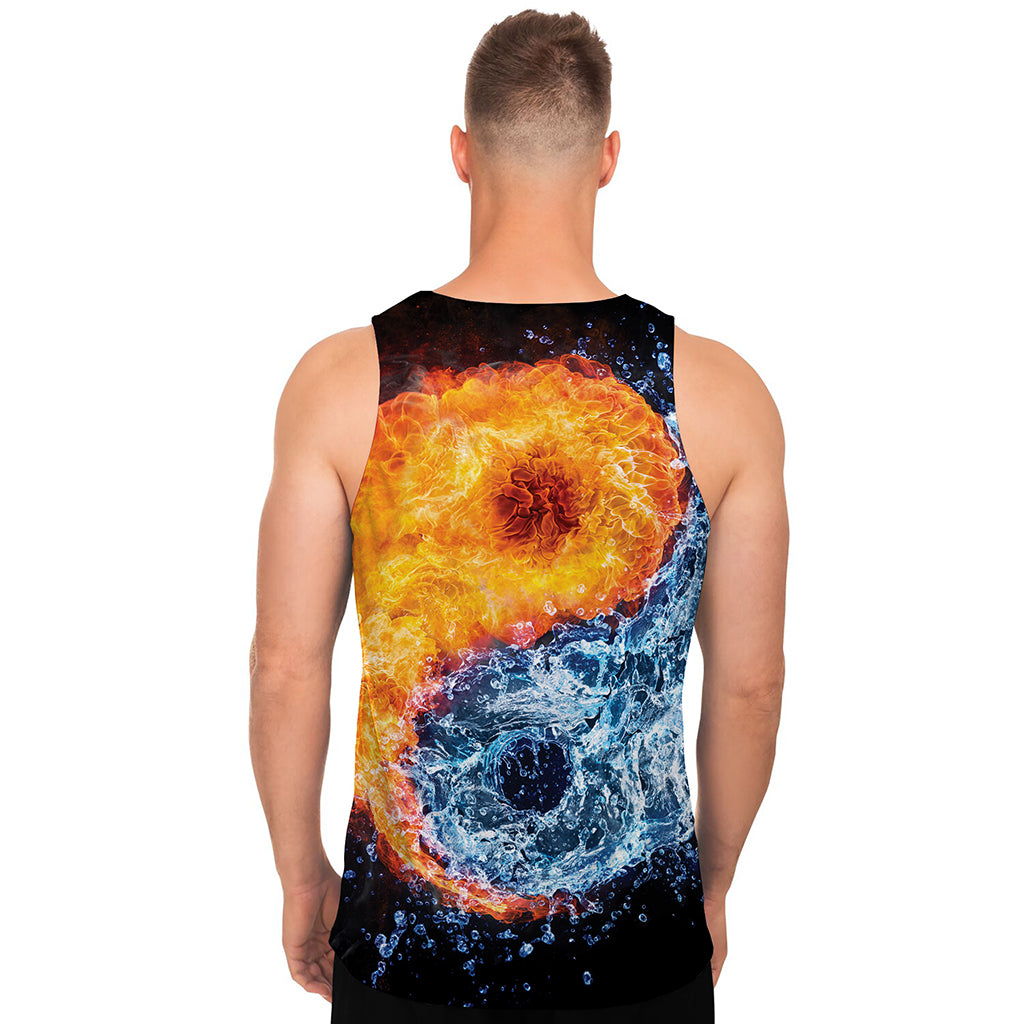 Fire And Water Yin Yang Print Men's Tank Top