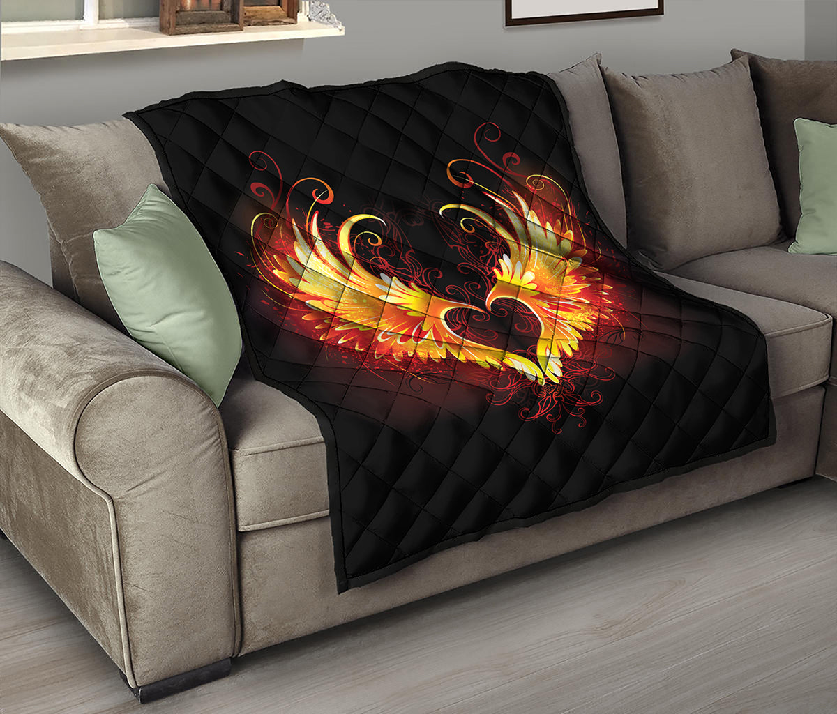 Fire Angel Wings Print Quilt