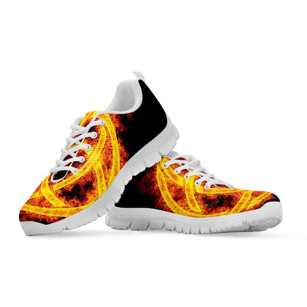 Fire Celtic Knot Print White Sneakers