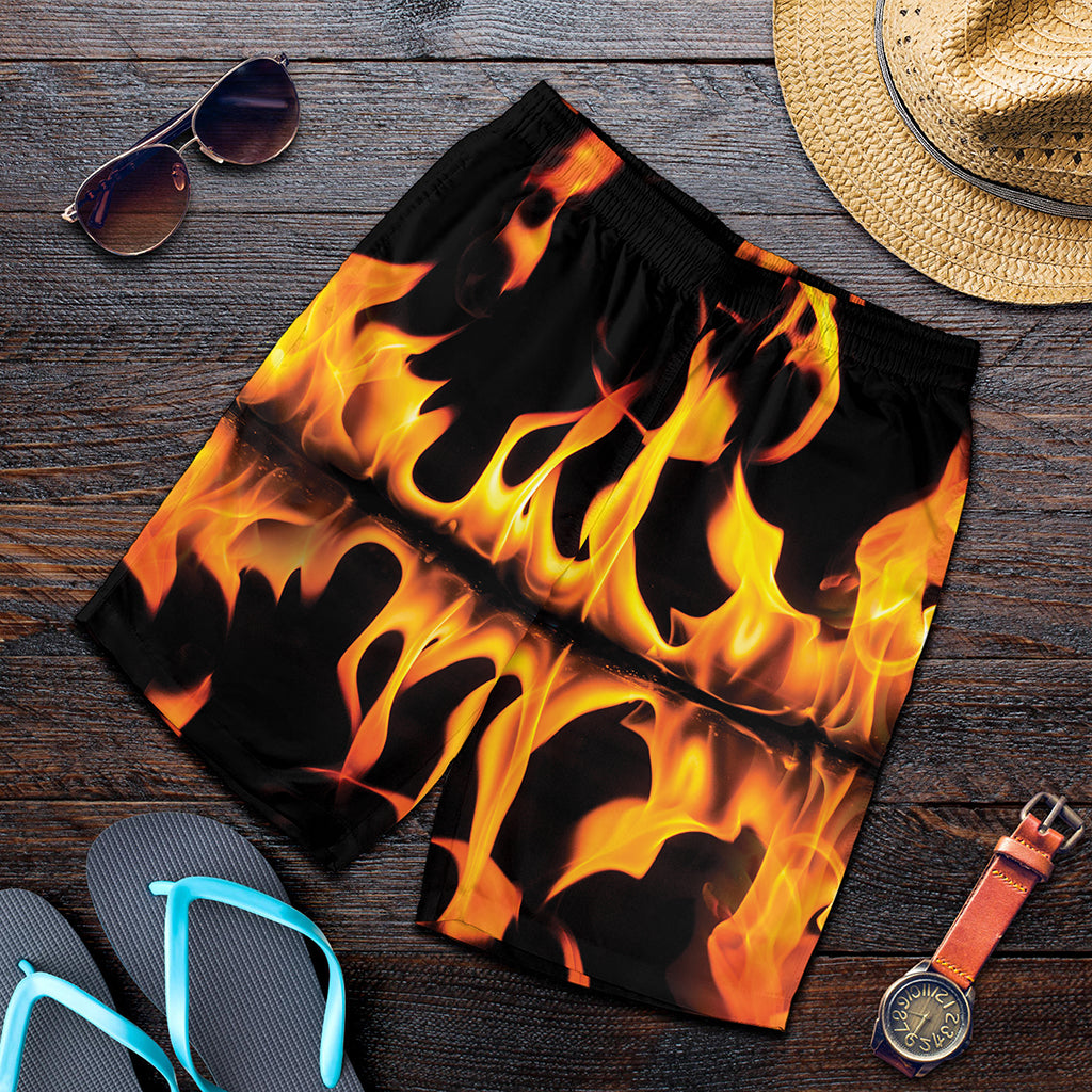 Fire Flame Burning Print Men's Shorts