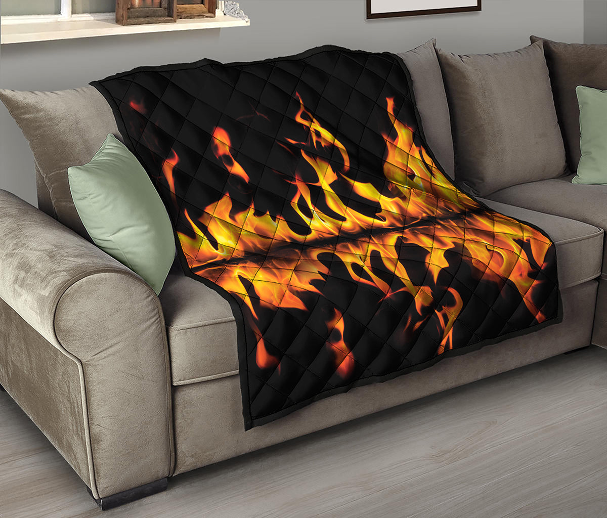 Fire Flame Burning Print Quilt