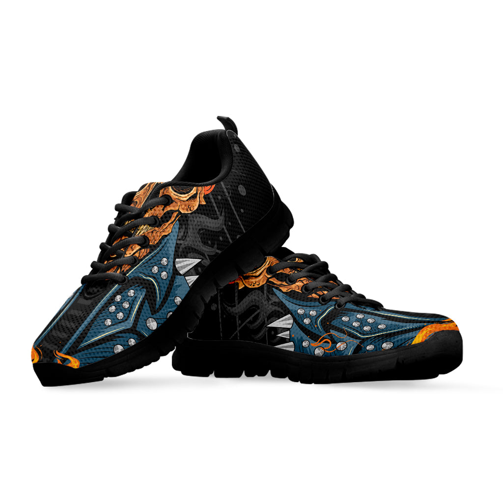 Fire Punk Devil Print Black Sneakers