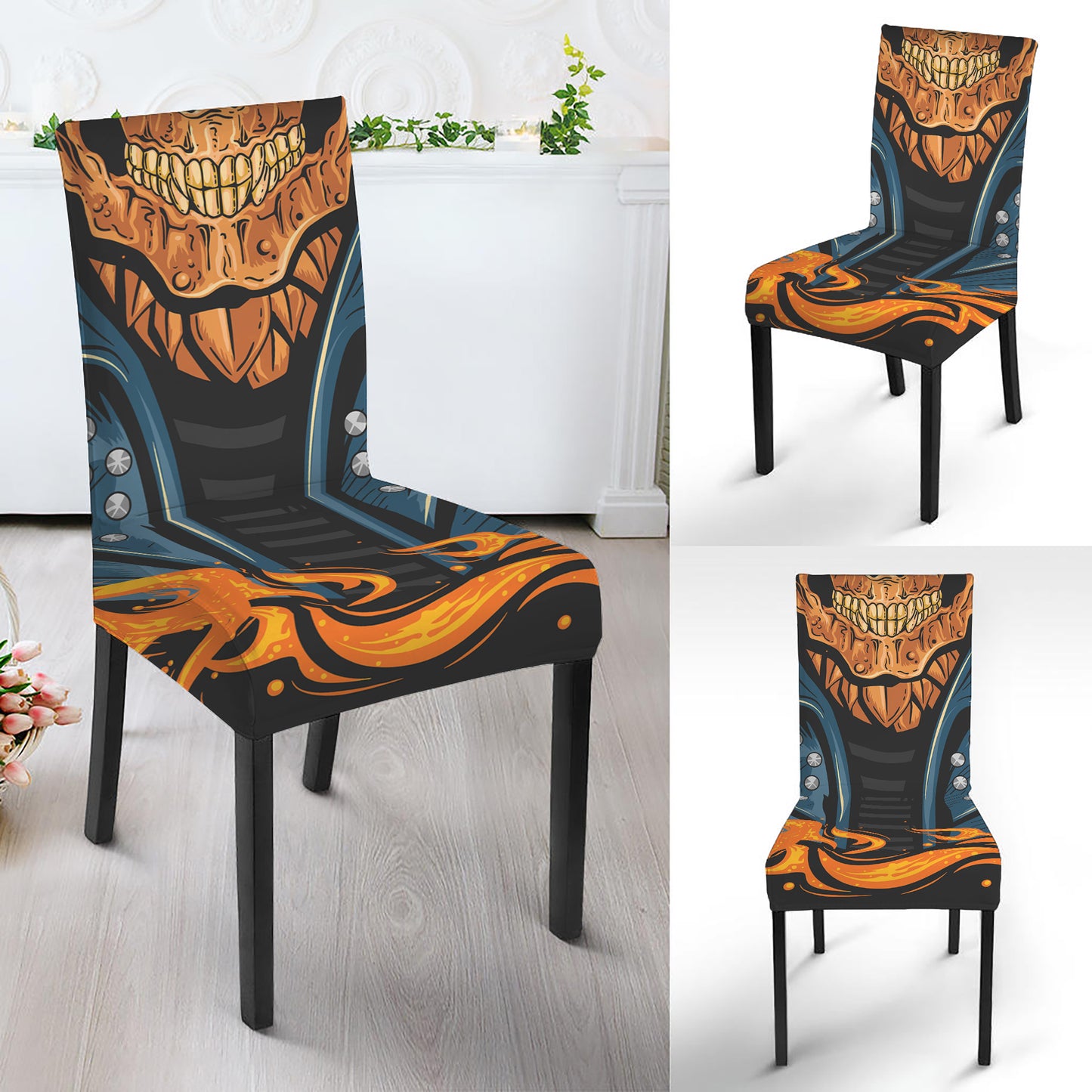 Fire Punk Devil Print Dining Chair Slipcover