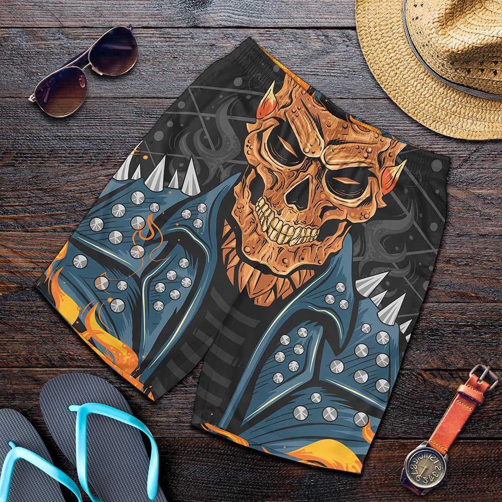 Fire Punk Devil Print Men's Shorts