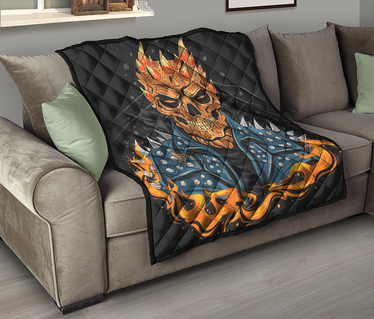 Fire Punk Devil Print Quilt