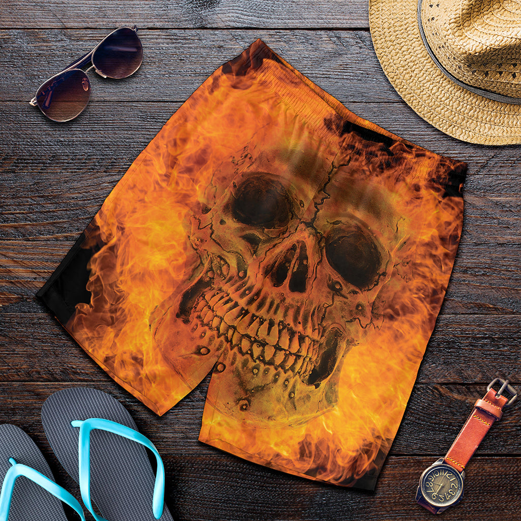 Fire Skull Print Men's Shorts