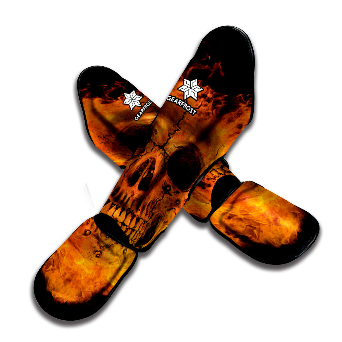 Fire Skull Print Muay Thai Shin Guard