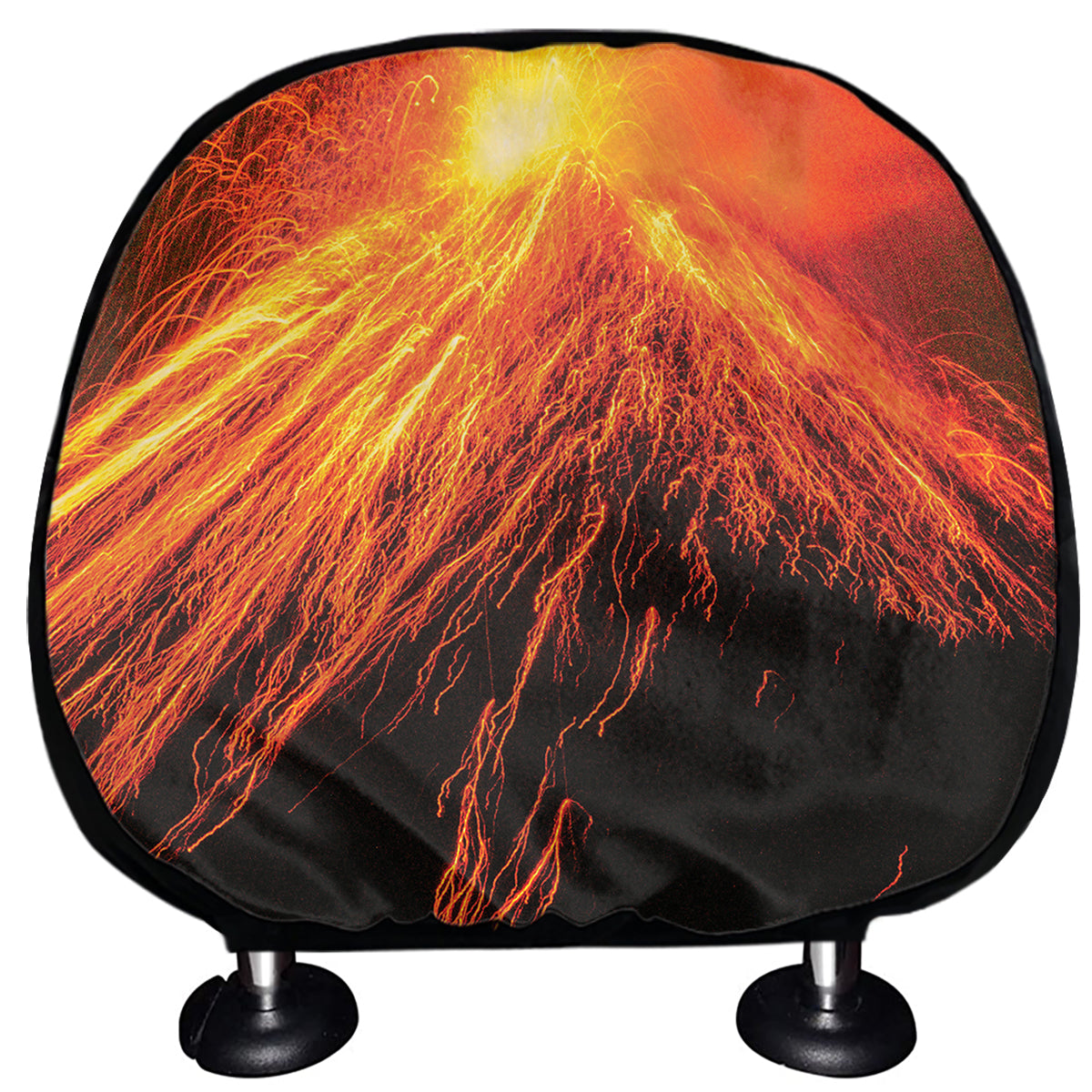 Fire Volcano Print Car Headrest Covers