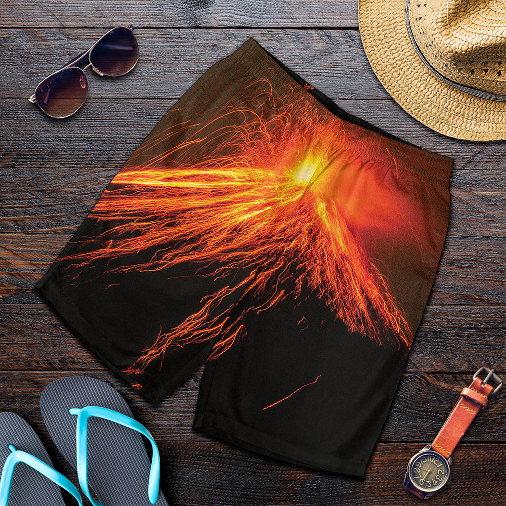 Fire Volcano Print Men's Shorts