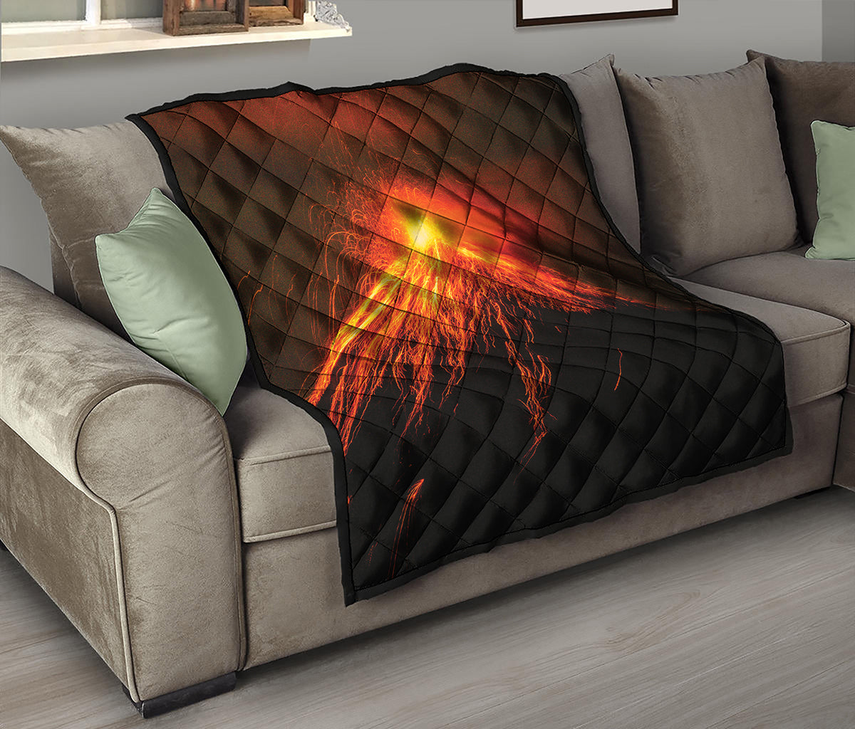 Fire Volcano Print Quilt