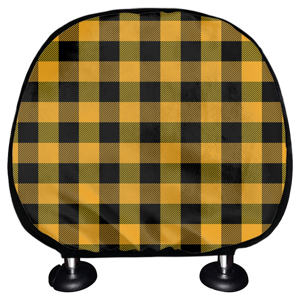 Fire Yellow Buffalo Check Pattern Print Car Headrest Covers
