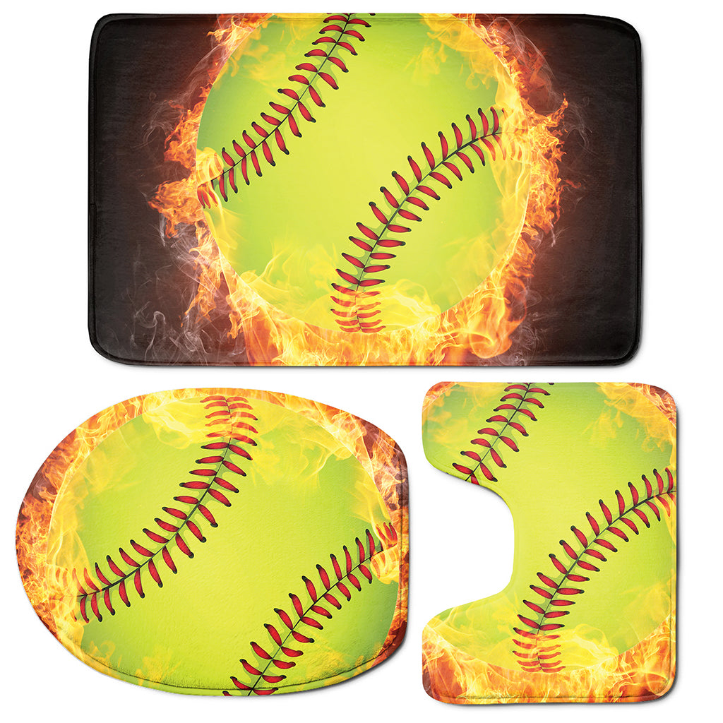 Fireball Softball Print 3 Piece Bath Mat Set
