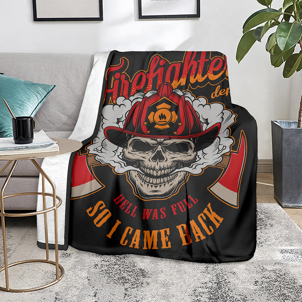 Firefighter Department Skull Print Blanket