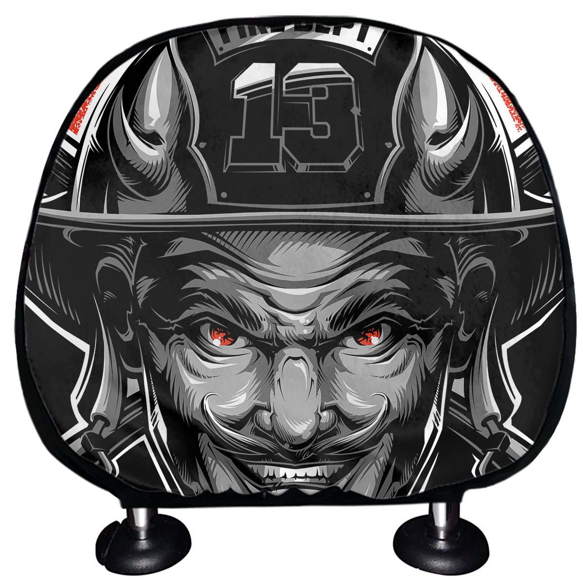 Firefighter Devil Print Car Headrest Covers