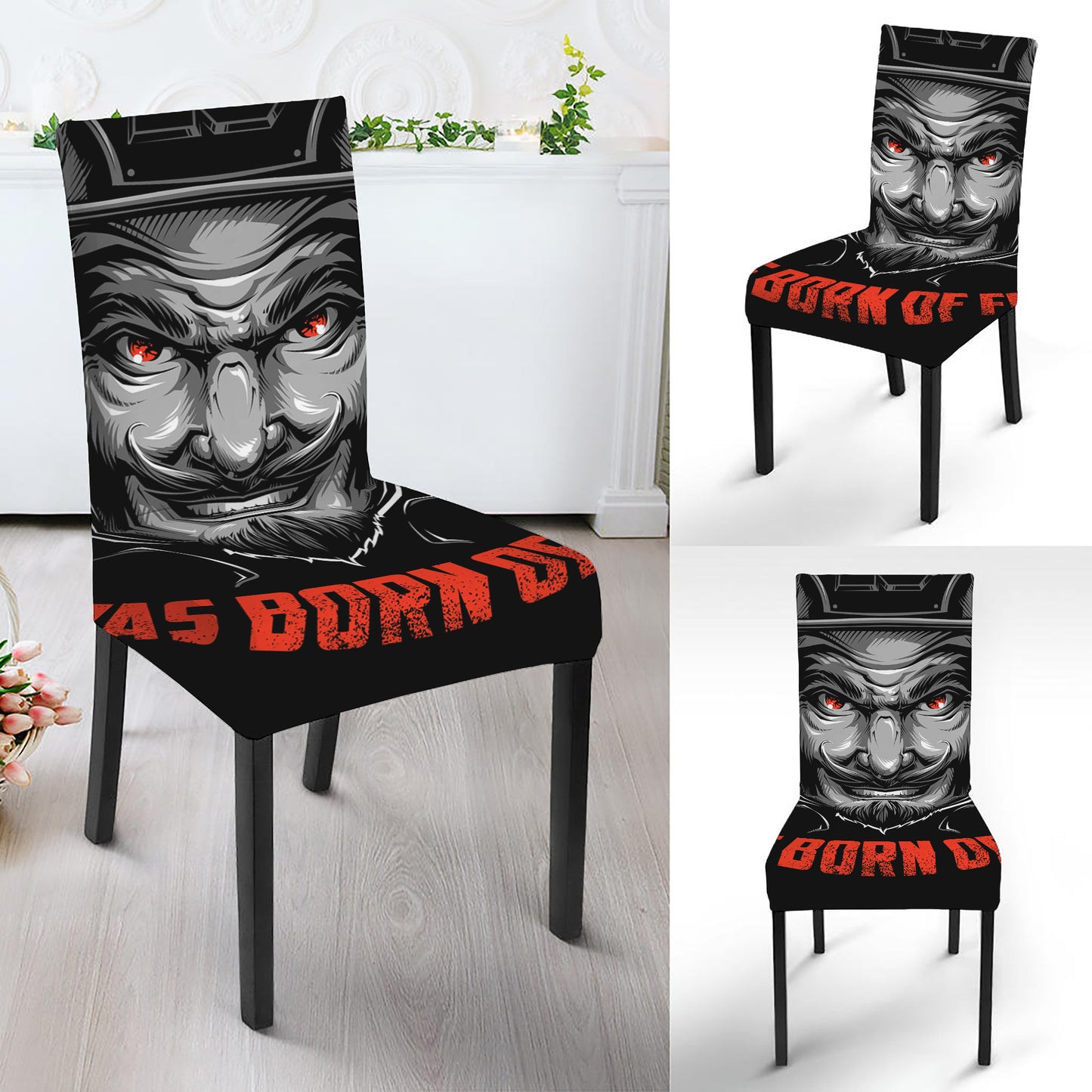 Firefighter Devil Print Dining Chair Slipcover