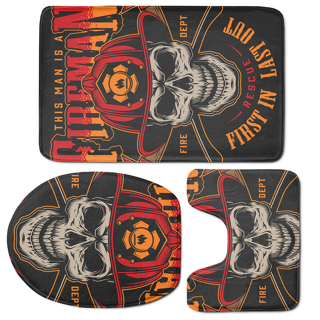 Firefighter First In Last Out Print 3 Piece Bath Mat Set